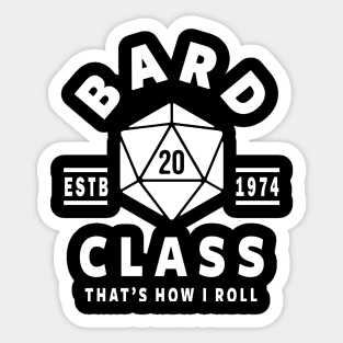 BARD CLASS, DUNGEON GAME MASTER DRAGONS DICE GAME DND D20 D&D DM Sticker